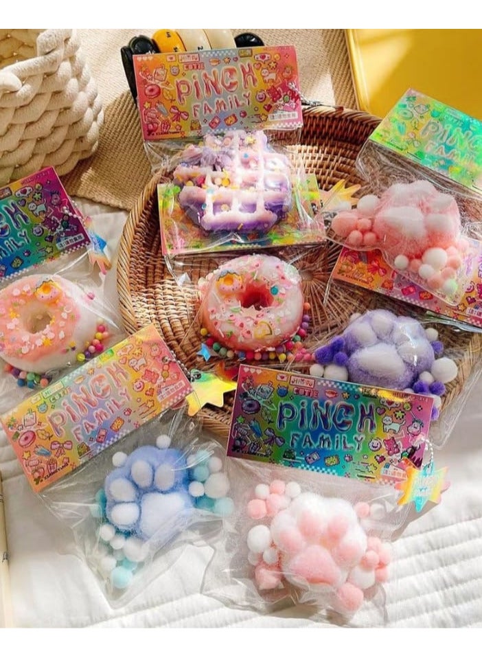 KRRFDP Taba Squishy Cat Toys, Family-Friendly Squishy Toys, 40 Designs Available, Cute and Soft Squishy Toys in Cat Paw and Hamster Shapes, Kawaii Squishy Toys for Adults and Kids (Purple Round Waffle). - Image 4